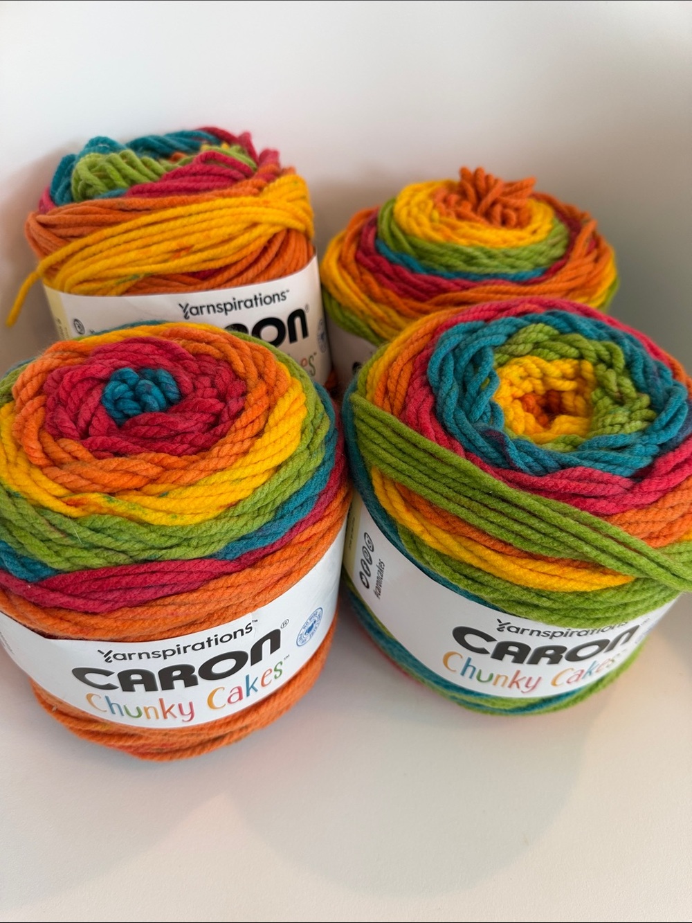 4 Caron Chunky Cakes Multicolor Gradient Yarn - Bright Rainbow